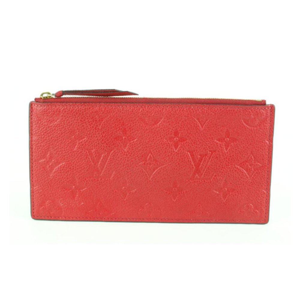 Louis Vuitton Red Leather Monogram Empreinte Felicie Zip Pouch Insert Case 112lv
